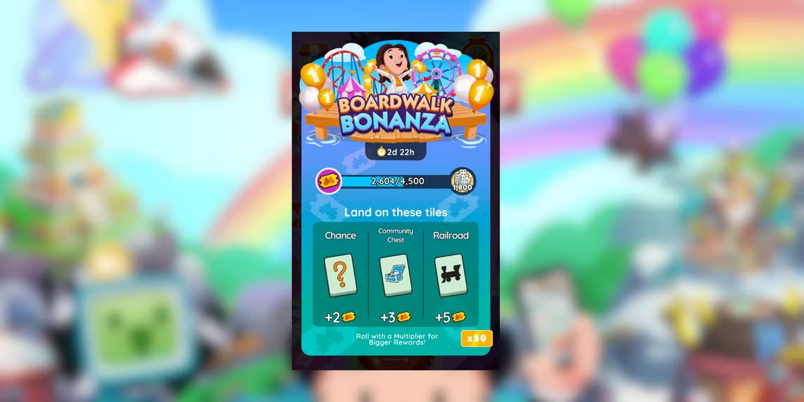 Monopólio GO: recompensas e marcos do Boardwalk Bonanza